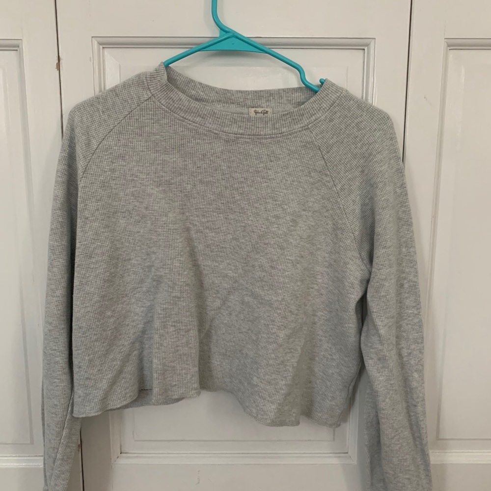 Grey cropped Henley Longsleeve brandy Melville